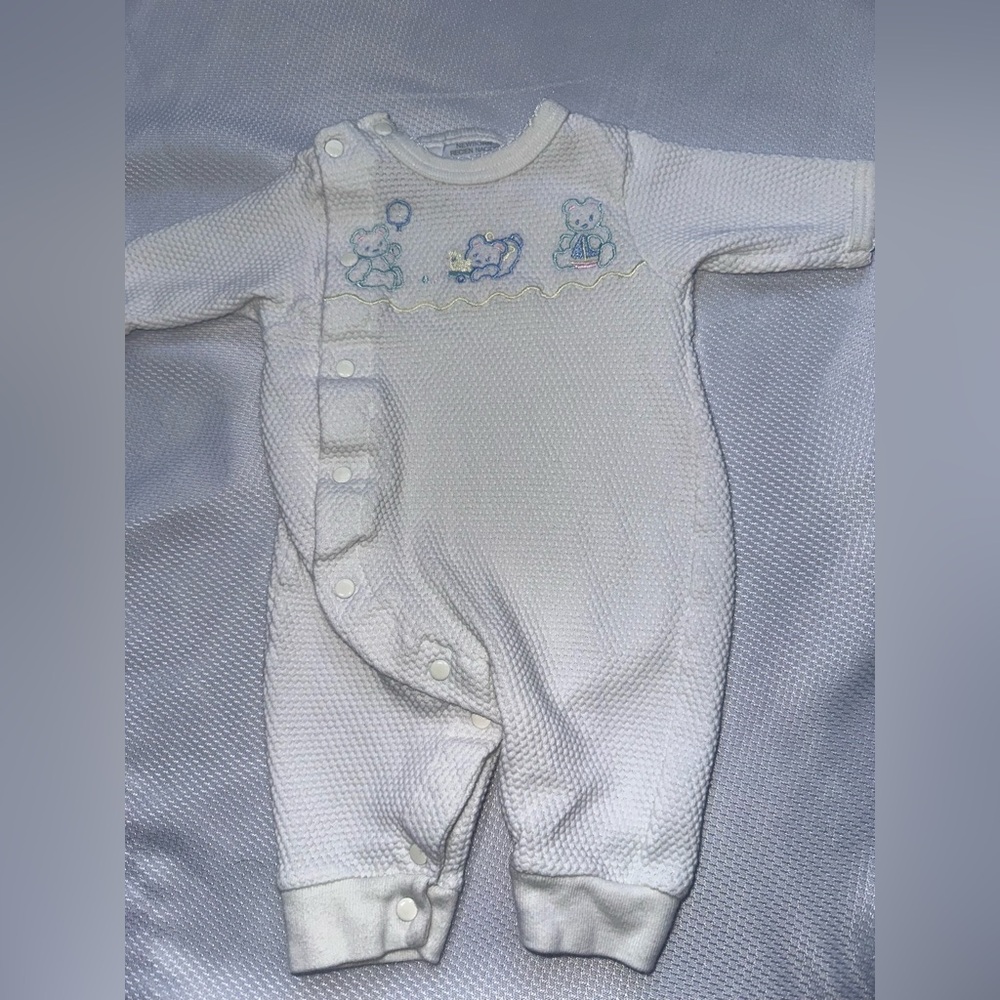 Vintage Bright Future One-Piece‎ Romper with Pastel Animal Embroidery NB